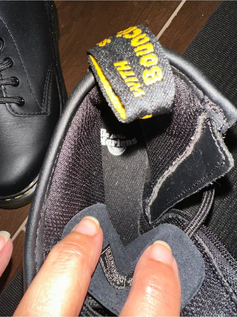 Dr. Martens Kids Black Lace-Up Boots with Yellow Stitching